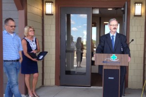 Dan Kelly, McKenzie County Healthcare Systems' CEO thanks the state for its support of the hospital's employee apartment complex.